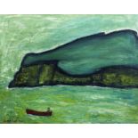 Alan LOWNDES (1921-1978) The Red Boat, St Ives, 1962 Oil on board Signed Inscribed to verso The