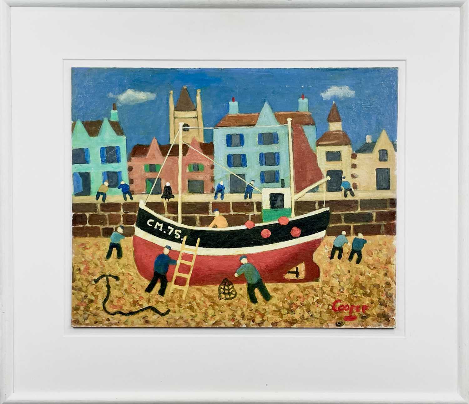 William COOPER (1923 - 2011) Beached Brittany Trawler Oil on board Signed Inscribed to verso 30.5 - Image 2 of 3