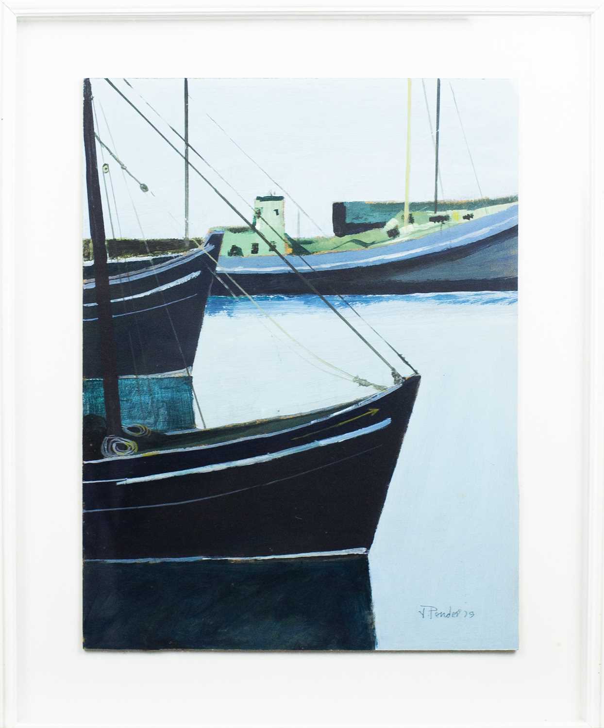 Jack PENDER (1918-1998) Boats at Harbour Oil on board Signed and dated '79 40 x 31cmCondition