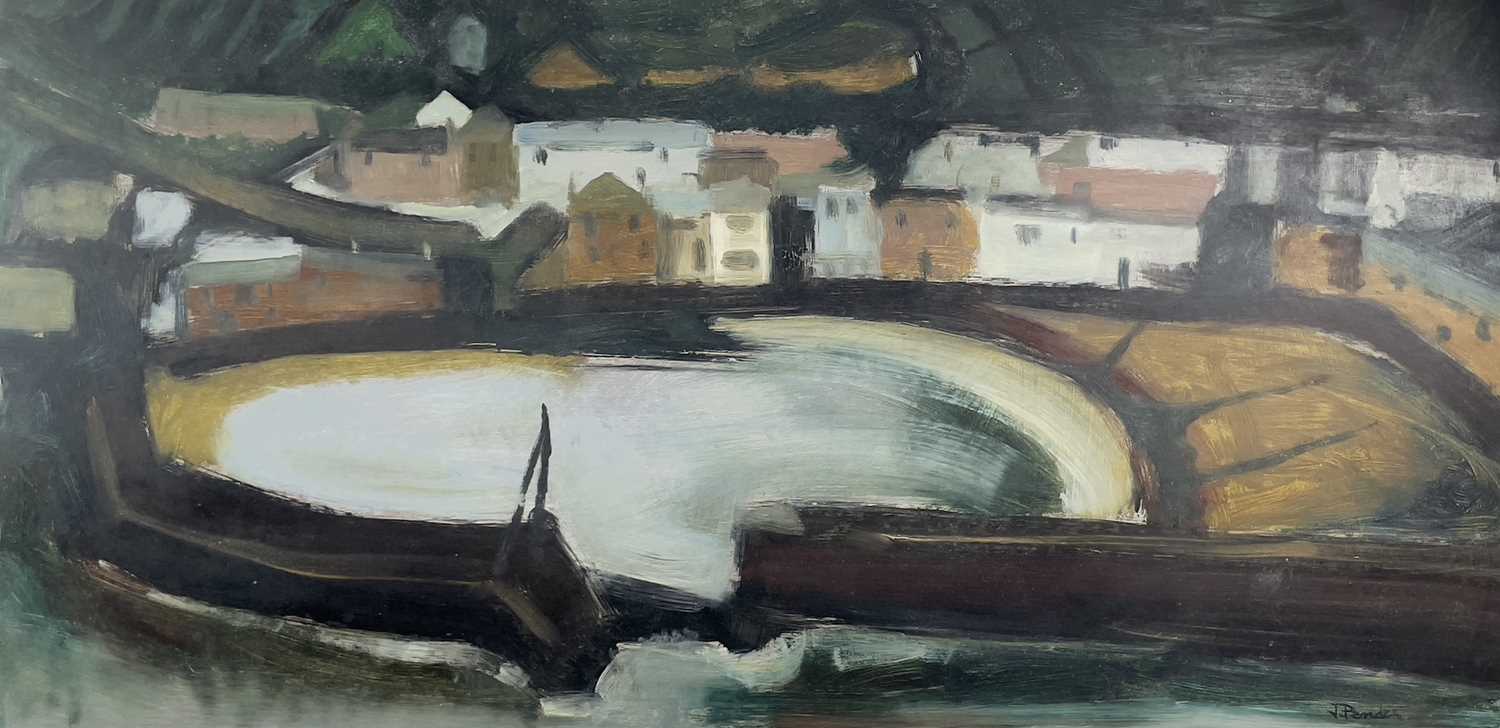 Jack PENDER (1918-1998) Empty Harbour Oil on board Signed 60 x 120cm Sold at Christie's, September