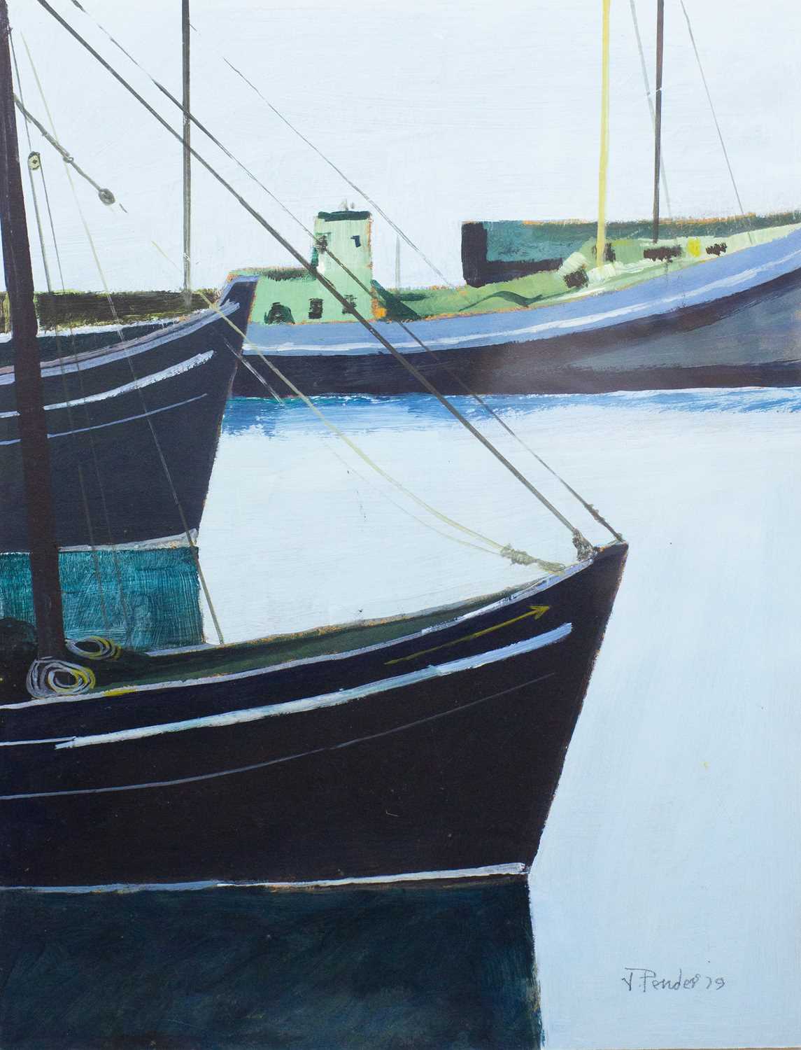 Jack PENDER (1918-1998) Boats at Harbour Oil on board Signed and dated '79 40 x 31cmCondition - Image 3 of 3