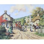 Alan King, oil on canvas signed, "Travellers of Yesteryear at Stone on the Crediton to Hatherleigh