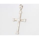 A 9ct white gold paste set cross pendant 30mm