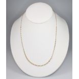A 9ct yellow gold graduated belcher link chain 46cm, 4.1 grams