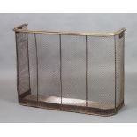 A 19th Century iron mesh and brass nursery spark guard 67cm h x 94cm w x 34cm d