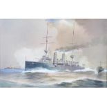 Early 20th Century gouache, maritime study "HMS Eclipse" 18cm x 28.5cm This picture is faded