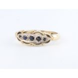 A 9ct yellow gold sapphire and diamond ring 2.3 grams, size M