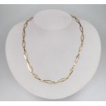 A 9ct yellow gold fancy link necklace, 40cm, 9 grams