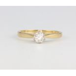 A 9ct yellow gold single stone diamond ring approx. 0.4ct, size P, 3.1 grams