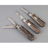 Three 19th Century horsemen style knives marked Buga comprising, horseman style knife with 2 blades,
