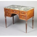 A Victorian rectangular mahogany dressing/wash stand with associated green marble top fitted 1