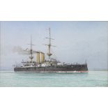 William Frederick Mitchell 1912 (1845-1914), watercolour signed and dated, "HMS Revenge" 8cm x 13cm