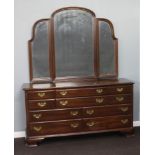 Ethan Allen, an American Philadelphia style dressing chest with arched triple plate mirror over, the