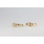 Two 9ct yellow gold rings, size N and M, 1.7 grams