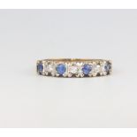 A 9ct yellow gold sapphire and diamond ring 2.7 grams, size Q 1/2