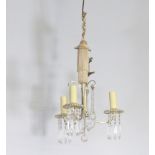 A 1950's silvered 3 light candelabrum with lozenge decoration 35cm x 25cm