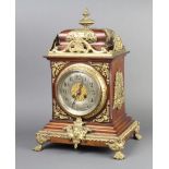 A 19th Century French 8 day striking bracket clock with silvered dial and Arabic numerals, contained