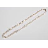 A string of cultured pearls with a 9ct yellow gold clasp 40cm