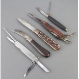 John Watts, a multi bladed folding knife with 2 bodkins, 2 blades, screwdriver/bottle opener and