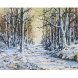 Alan King, oil on canvas signed, "Winter Wonderland, Foxdown Devon" 39cm x 49cm