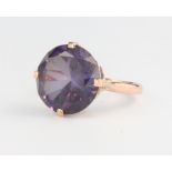 A 14ct rose gold amethyst dress ring, 4.8 grams, size N