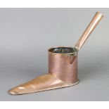 A 19th Century copper ale warmer in the form of a boot 12cm x 28cm x 11cm (some dents)