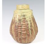 A Bernard Rooke ceramic studio baluster vase with geometric decoration and impressed marks 25cm