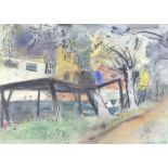 Robert Henderson Blyth (1919 - 1970), watercolour signed, atmospheric canal side study 35cm x 49cm