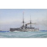 William Frederick Mitchell 19?? (1845-1914) watercolour signed and dated "HMS Prince George" 8cm x