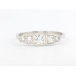 An Edwardian style platinum 5 stone graduated diamond ring, approx 0.5ct, size N 1/2