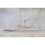 Early 20th Century watercolour unsigned, conqueror class battleship 17.5cm x 27cm This picture is