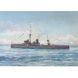 An Edwardian watercolour unsigned, study of Dreadnought 1907, dressed all over 28.5cm x 40cm