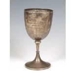 A Victorian silver trophy cup with engraved inscription, London 1876, 18.5cm, 280 grams