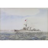 V F Smyth, Mar 1922, watercolour signed and dated "HMS Champion" 22cm x 32cm This watercolour is