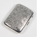 An engraved silver cigarette case Birmingham 1921 48 grams gross