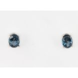 A pair of silver London blue topaz ear studs