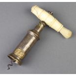 A Dowler patent corkscrew with ivory handle (cracking to handle)