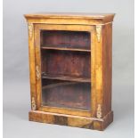 A Victorian inlaid walnut pier cabinet, fitted shelves enclosed by glazed panelled door 100cm h x