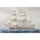 William MacKenzie Thomson (1870-1892), watercolour signed, study of HMS Northampton 30cm x 45cm