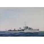 R A Hancock 1920, watercolour signed, "HMS Viscount" 31cm x 45cm