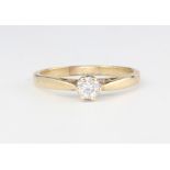 A 9ct yellow gold single stone diamond ring approx. 0.25ct, 2.2 grams, size M