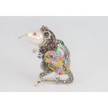 A silver, pearl, marcasite and ruby mouse brooch, 45mm