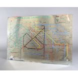 Of railway interest, a Southern Region Suburban Services mirror map 41cm x 61cm Silvering to the