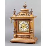 Hamburg American Clock Co., a 14 day striking on gong bracket clock with gilt dial and silvered