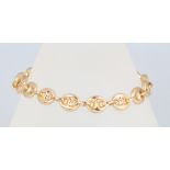 A 9ct yellow gold fancy link bracelet, 17.5cm, 6.9 grams