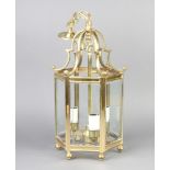 A Regency style 3 light hexagonal hall lantern 41cm x 22cm