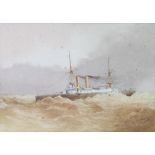 C W F 1899, watercolour monogrammed, "HMS Undaunted" 24.5cm x 35.5cm This is extensively faded and