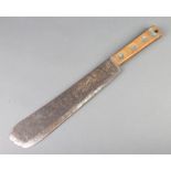 R B Melhuish Ltd of London, a First World War machete, the blade marked Sheffield 1917, the grip