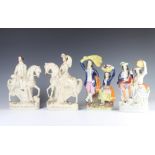 A pair of Victorian Staffordshire figures Prince of Wales and Princess 26cm, two Staffordshire