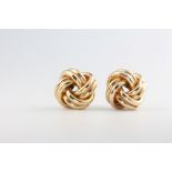 A pair of 9ct yellow gold knot ear studs, 16mm, 4.5 grams